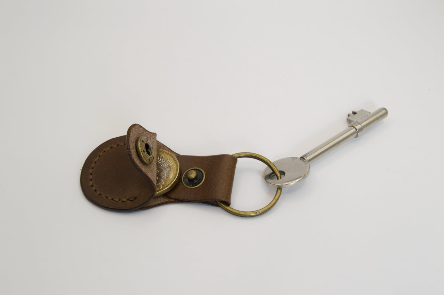 Leather Coin Holder in Medium Brown
