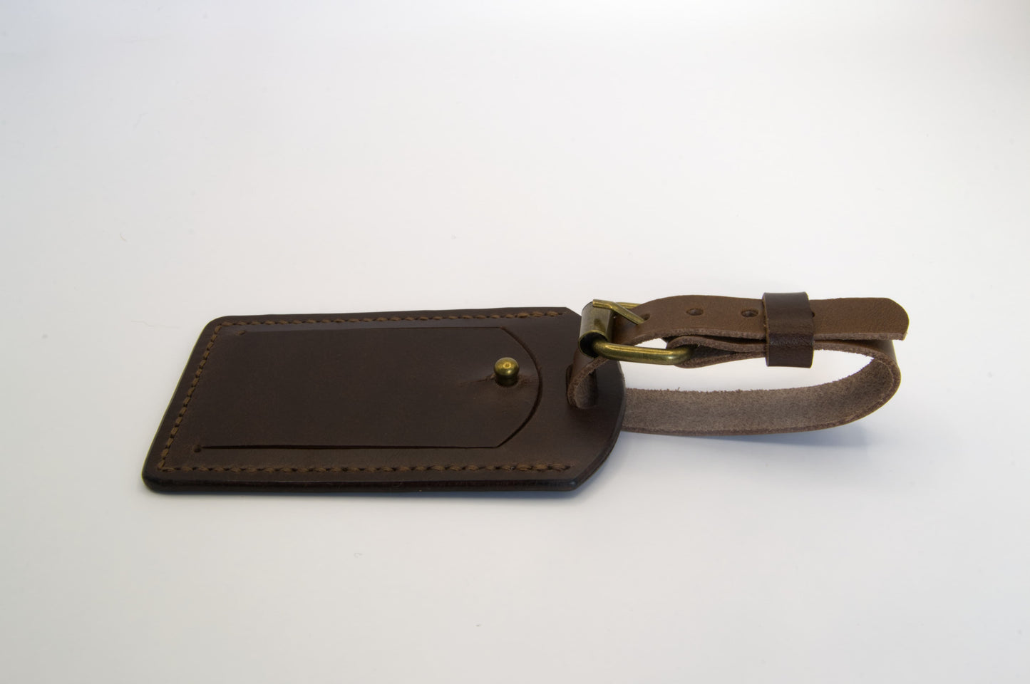 Leather Luggage Tag in Dark Brown
