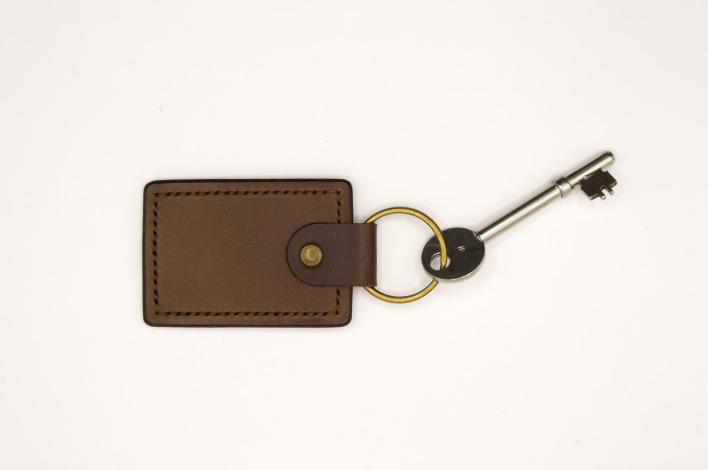 Leather Key Fob in Medium Brown