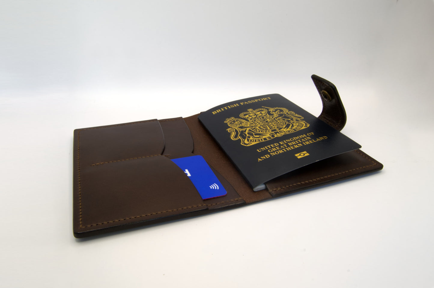 Single Leather Passport Holder in Dark Brown