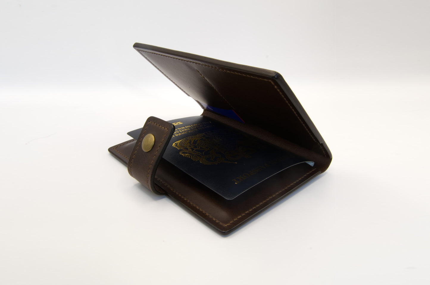 Single Leather Passport Holder in Dark Brown
