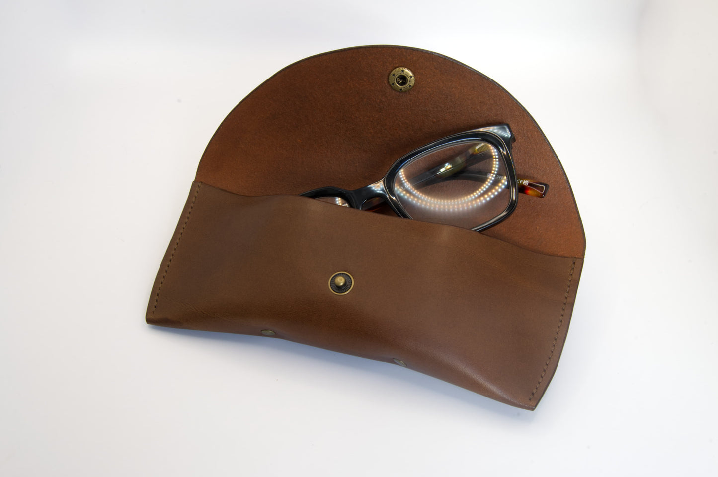 Leather Glasses Case in Medium Brown