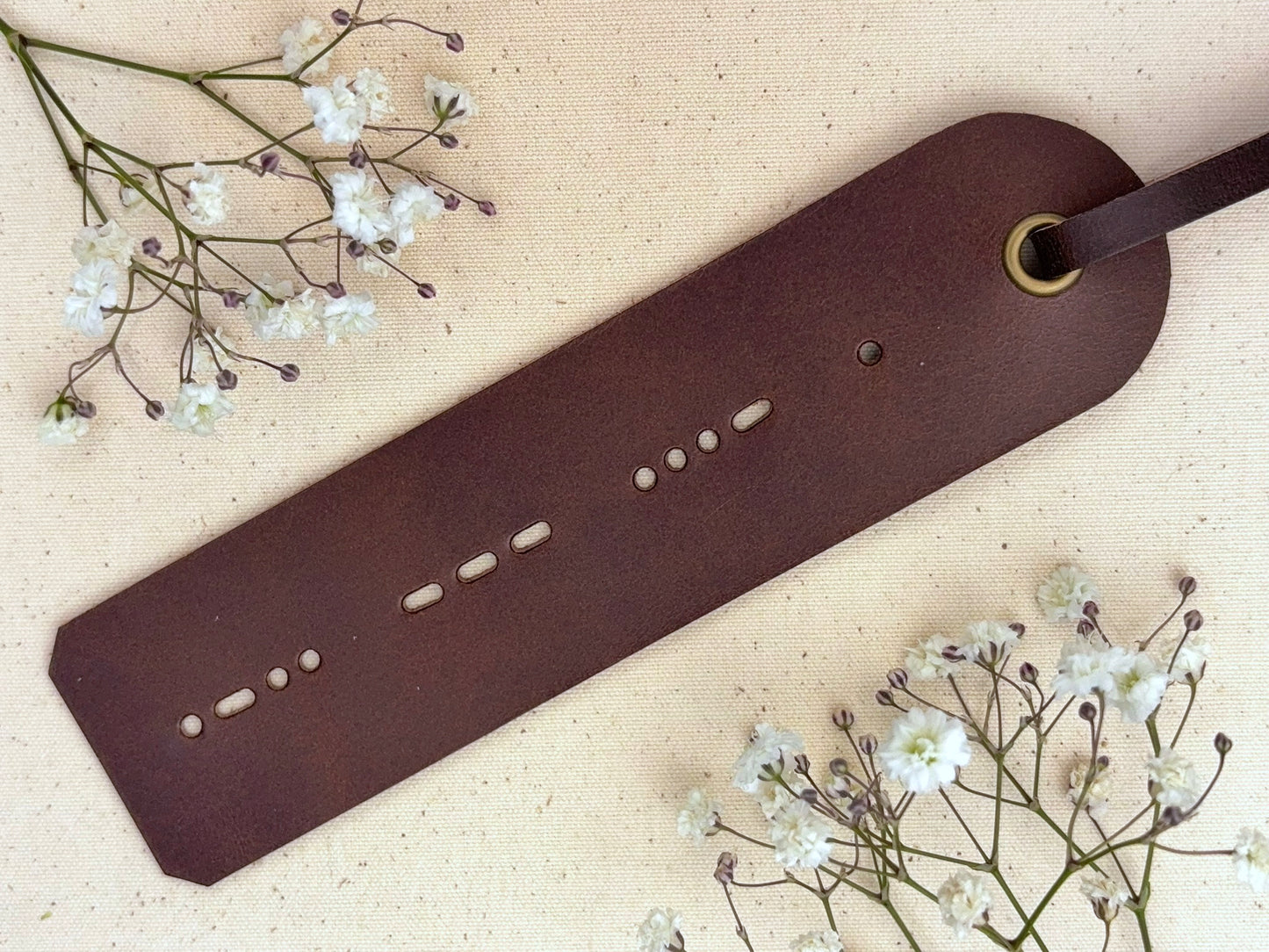 Personalised Morse Code Leather Bookmark