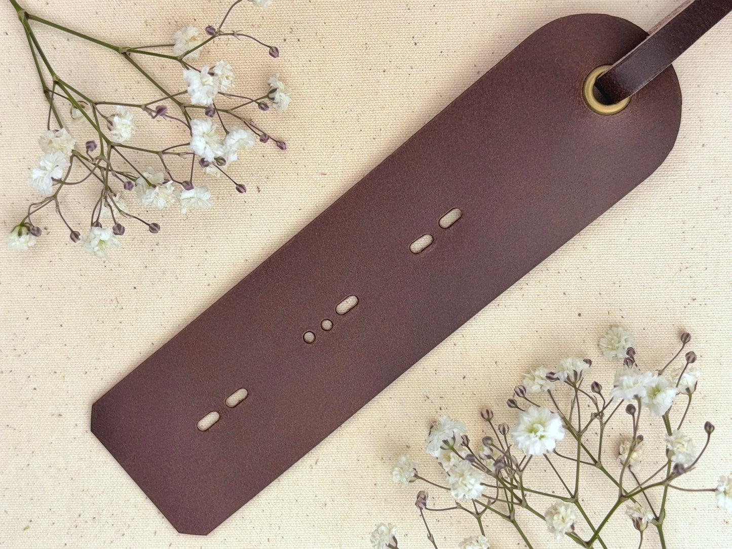 Personalised Morse Code Leather Bookmark