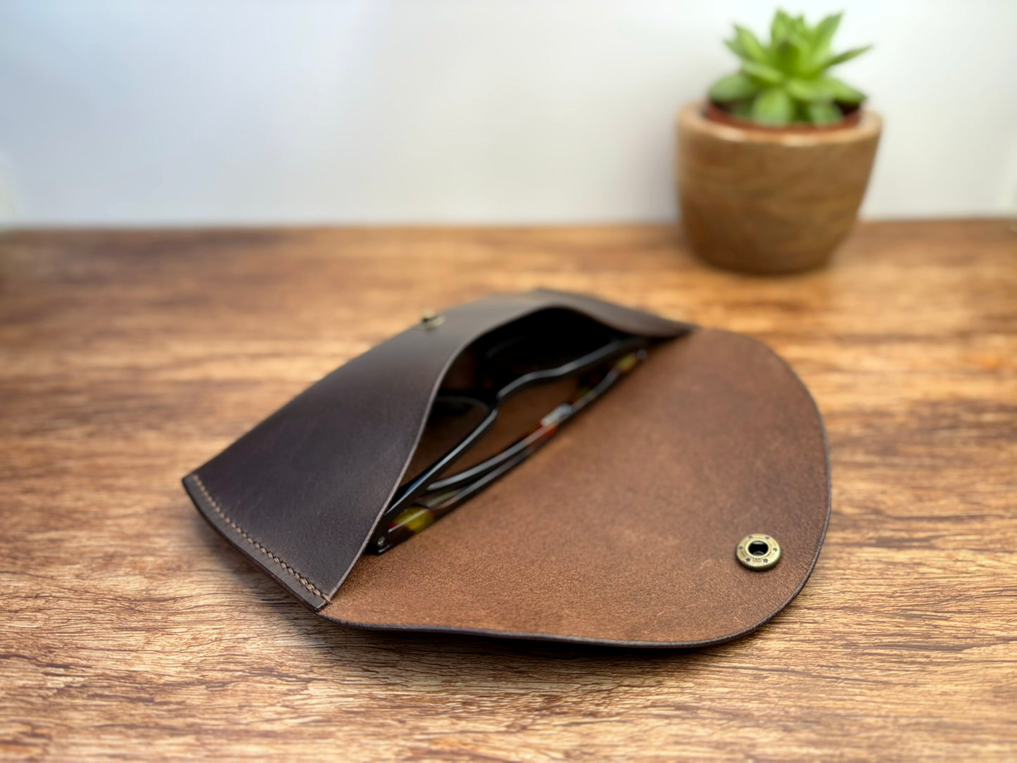 Leather Glasses Case in Dark Brown