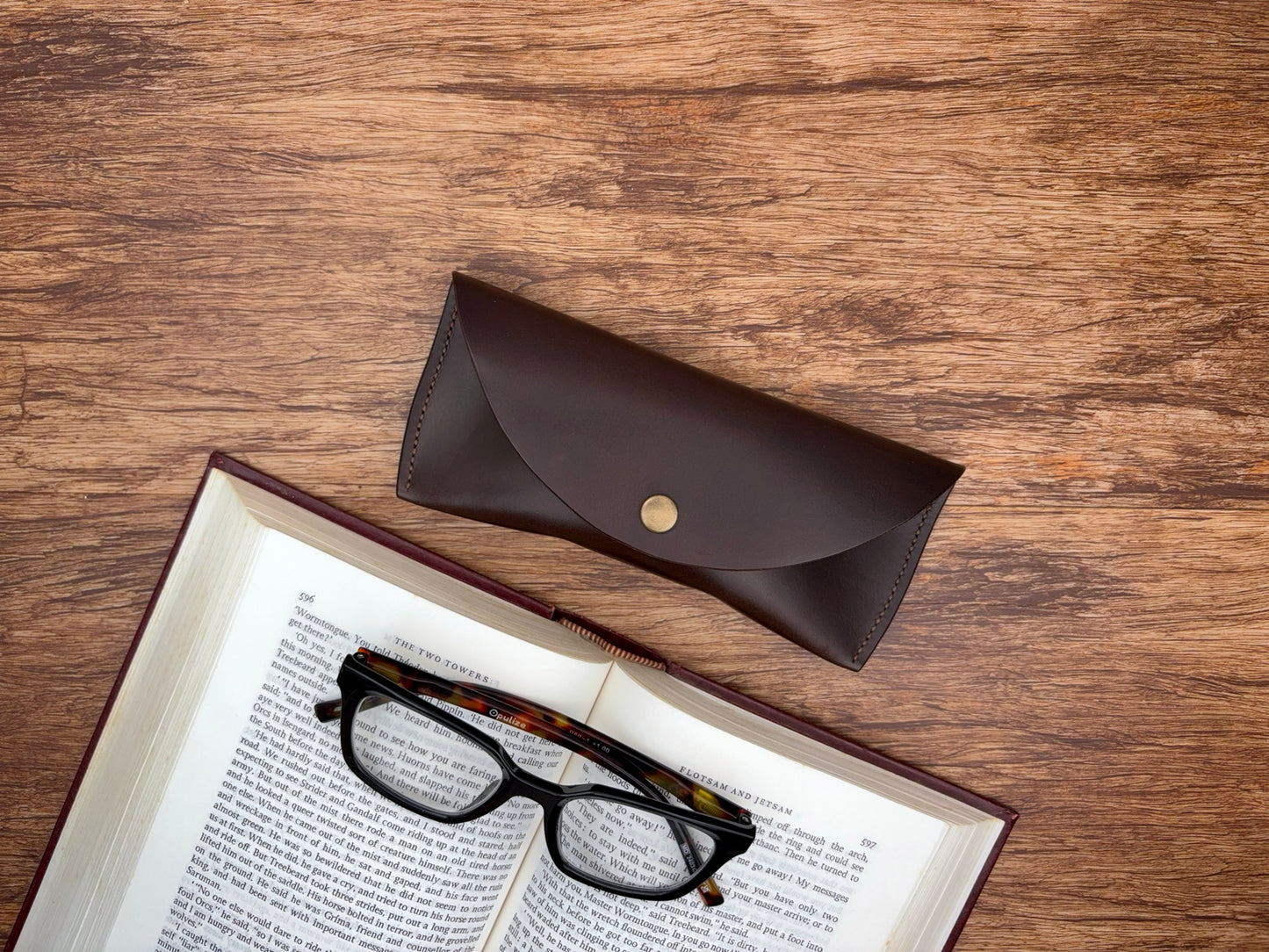 Leather Glasses Case in Dark Brown