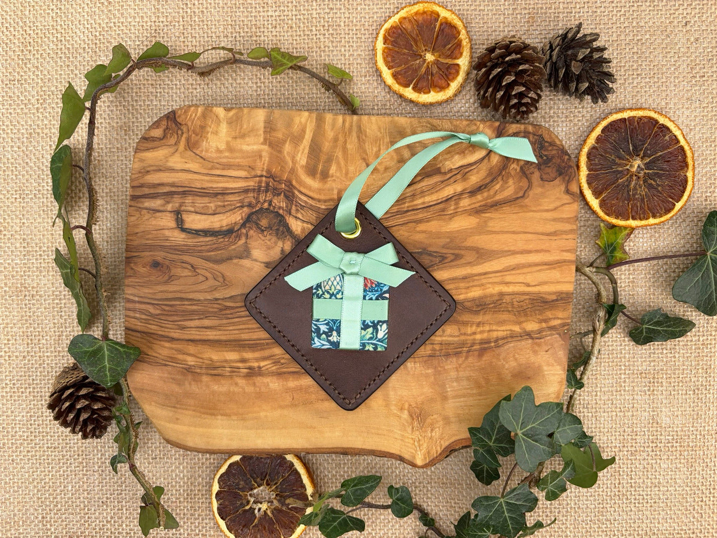 Leather Present Ornament