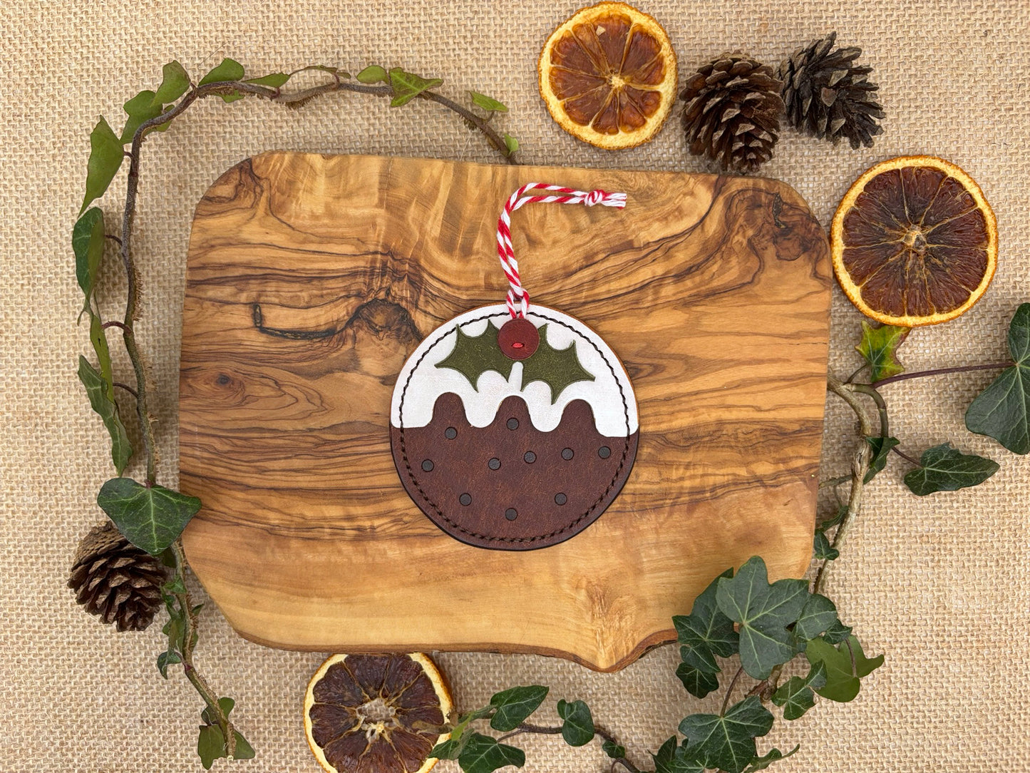 Leather Christmas Pudding Decoration
