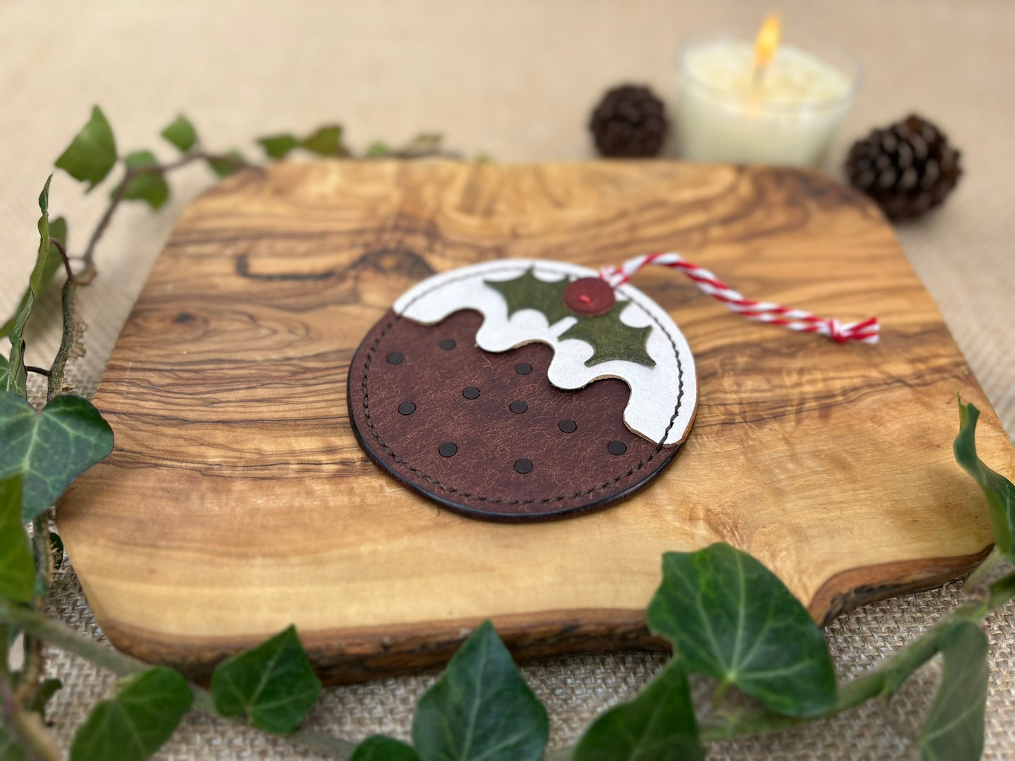 Leather Christmas Pudding Decoration