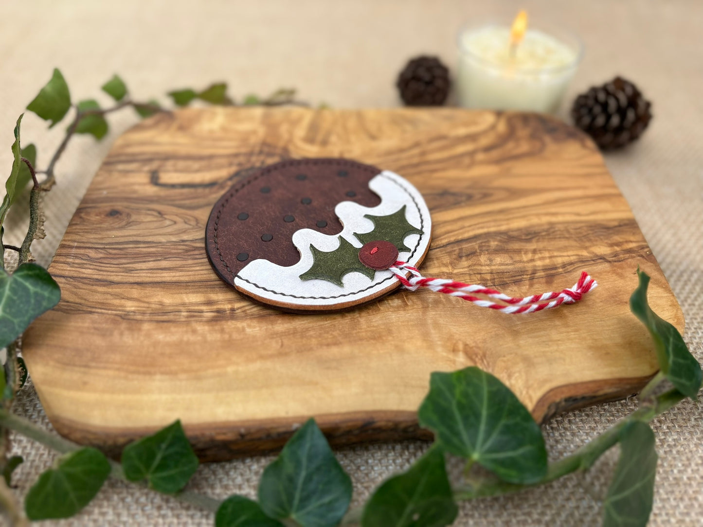 Leather Christmas Pudding Decoration