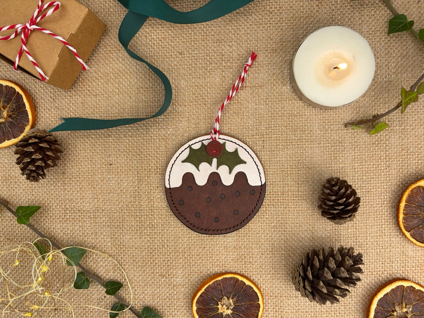 Leather Christmas Pudding Decoration