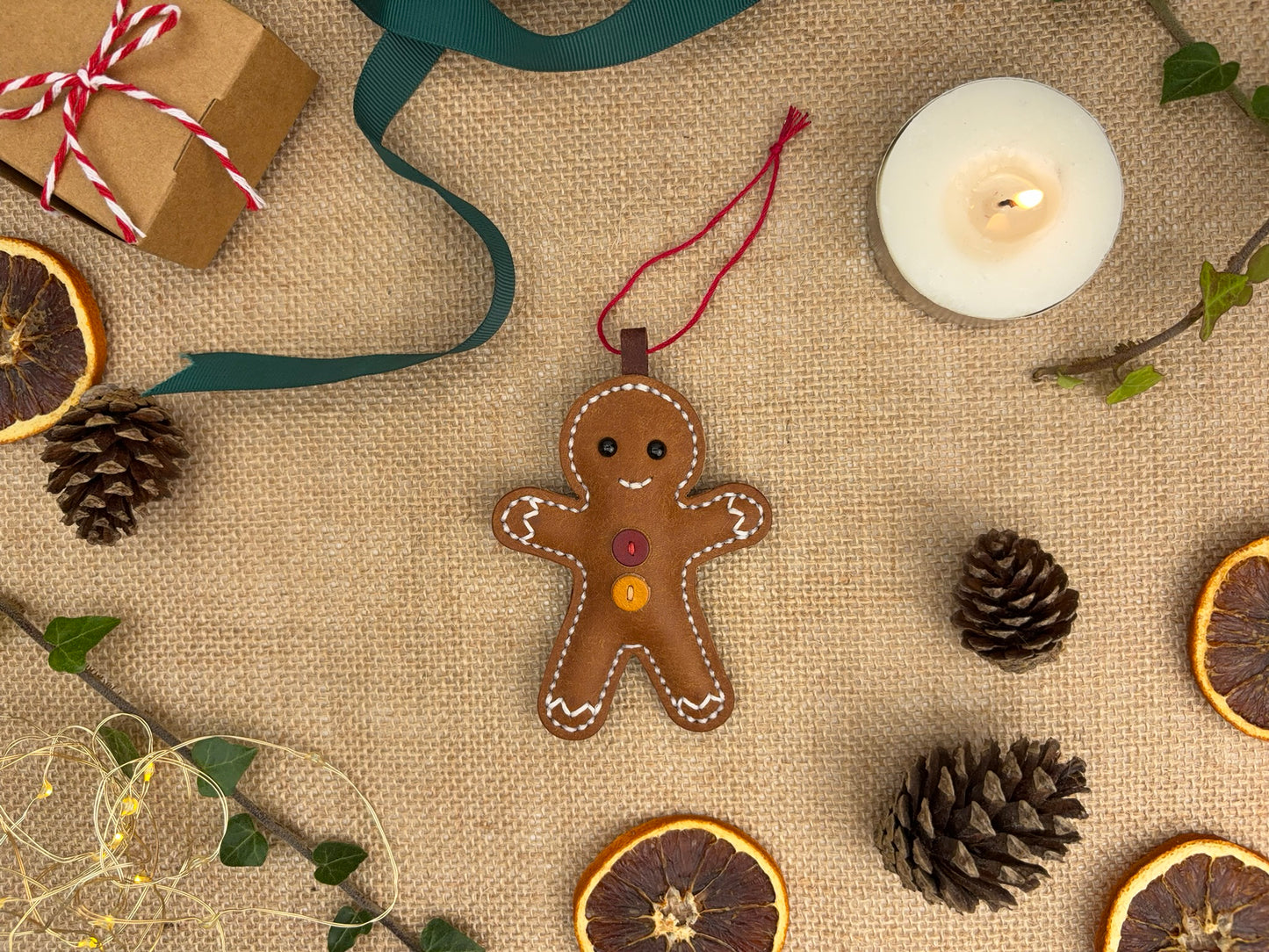 Leather Gingerbread Man Decoration