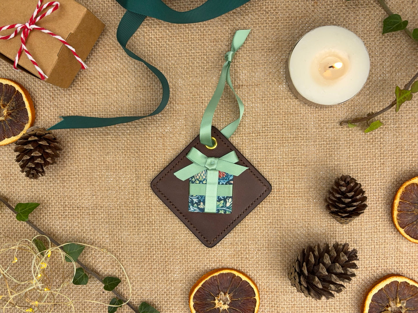 Leather Present Ornament