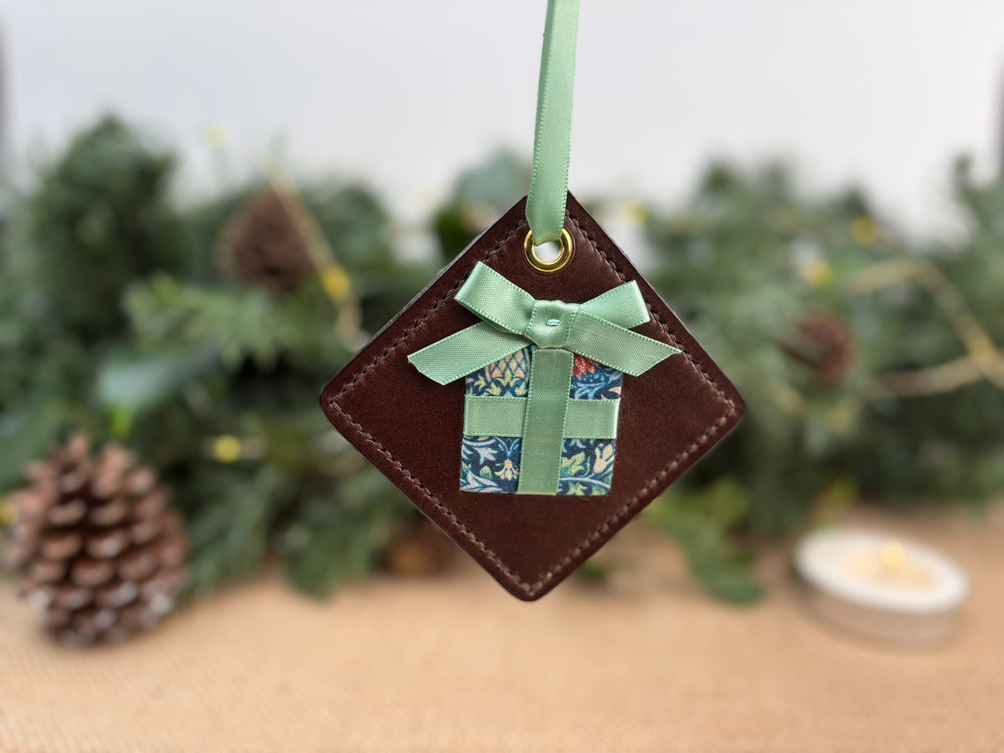 Leather Present Ornament