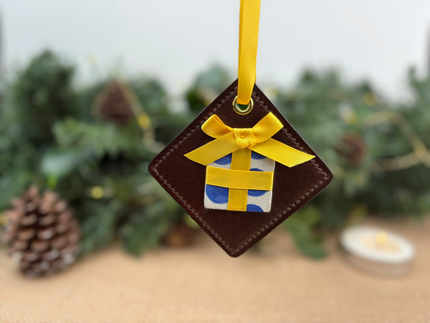 Leather Present Ornament