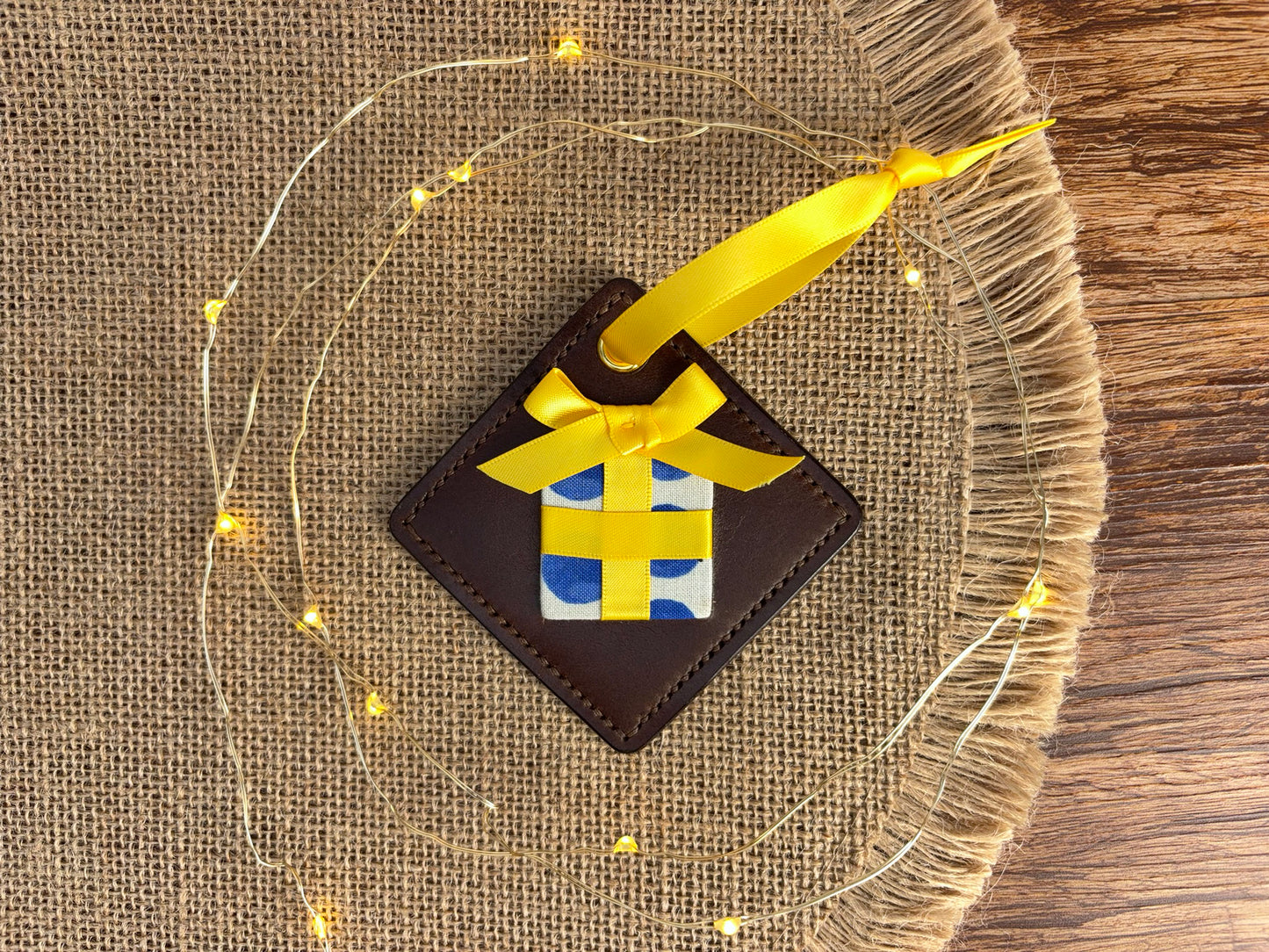 Leather Present Ornament