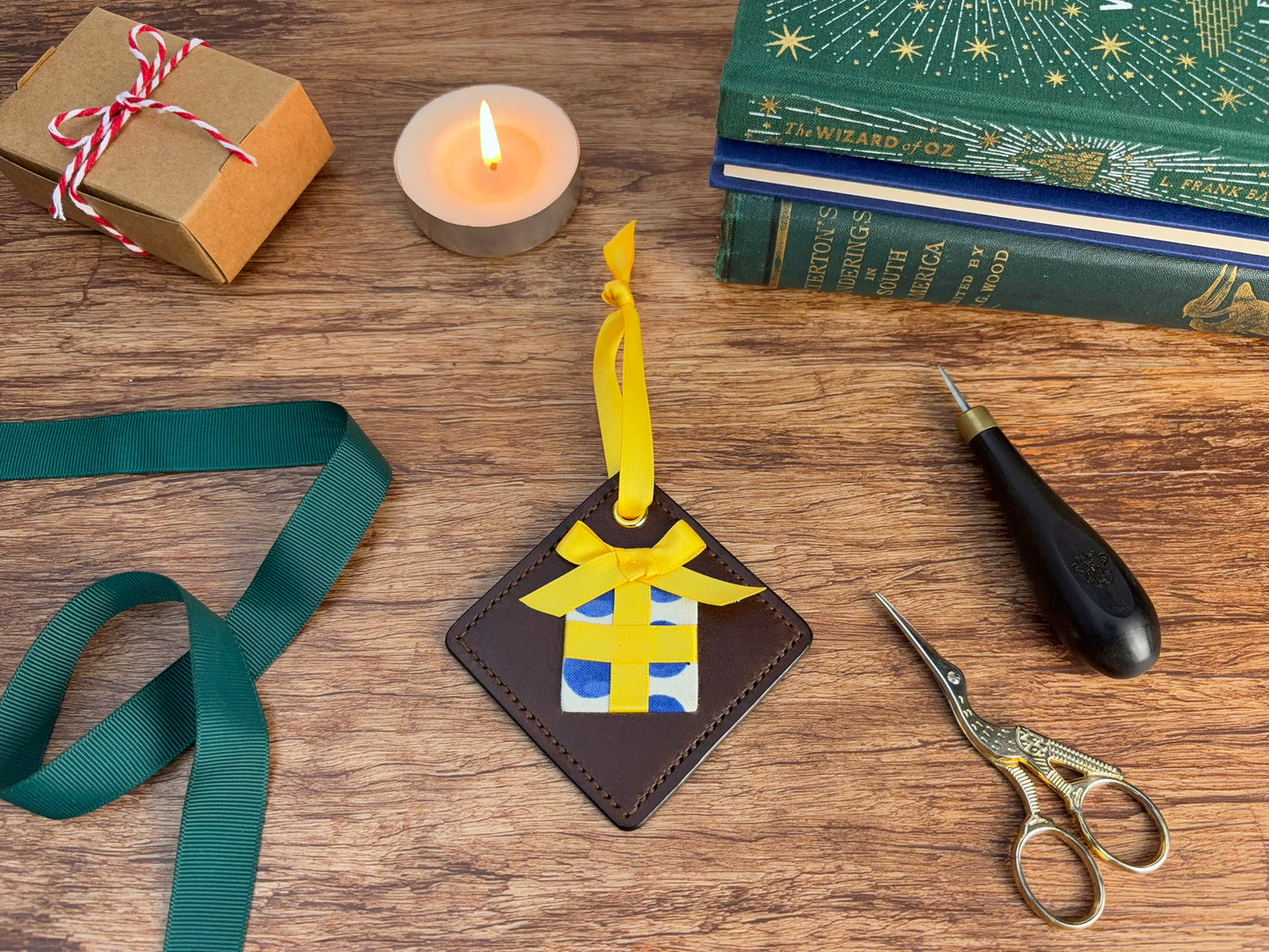 Leather Present Ornament