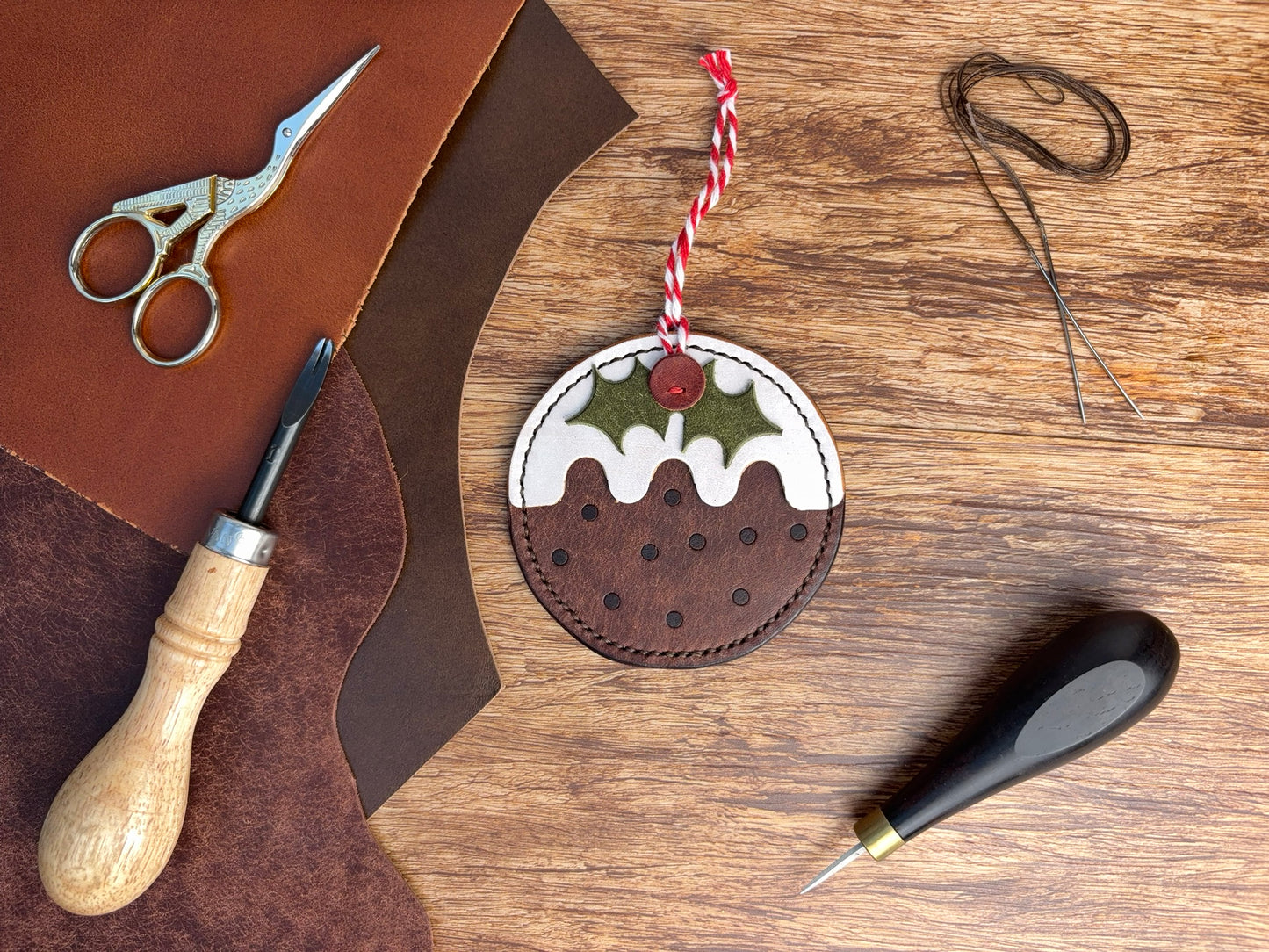 Leather Christmas Pudding Decoration