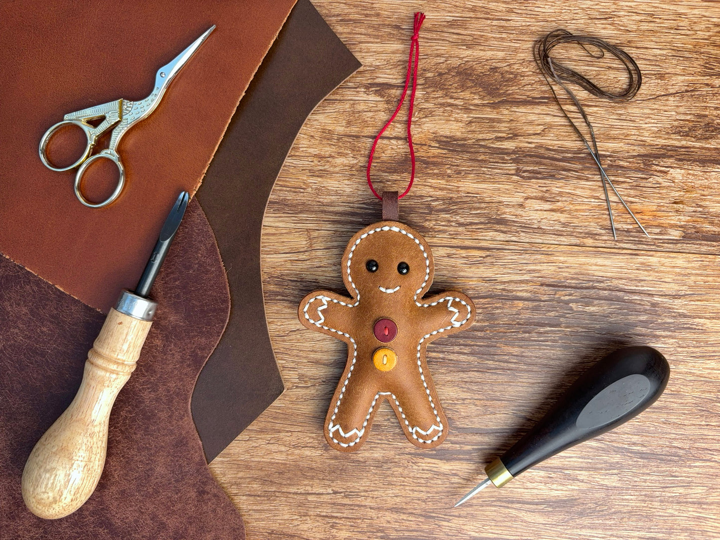 Leather Gingerbread Man Decoration