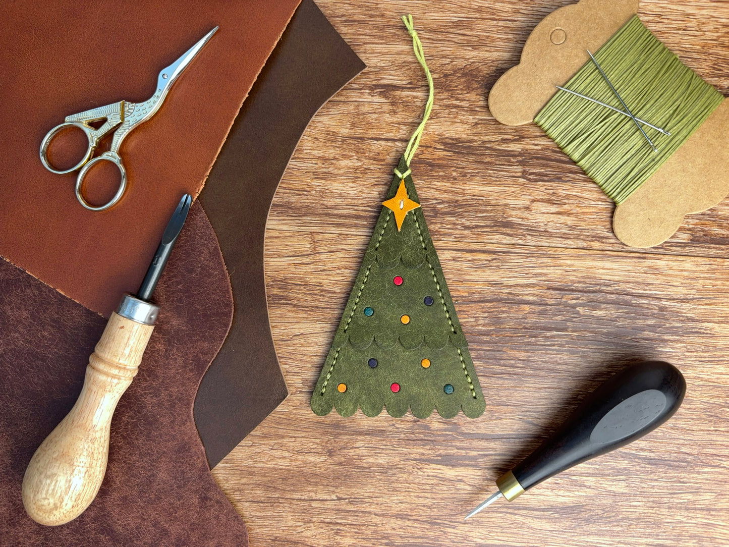 Leather Christmas Tree Ornament
