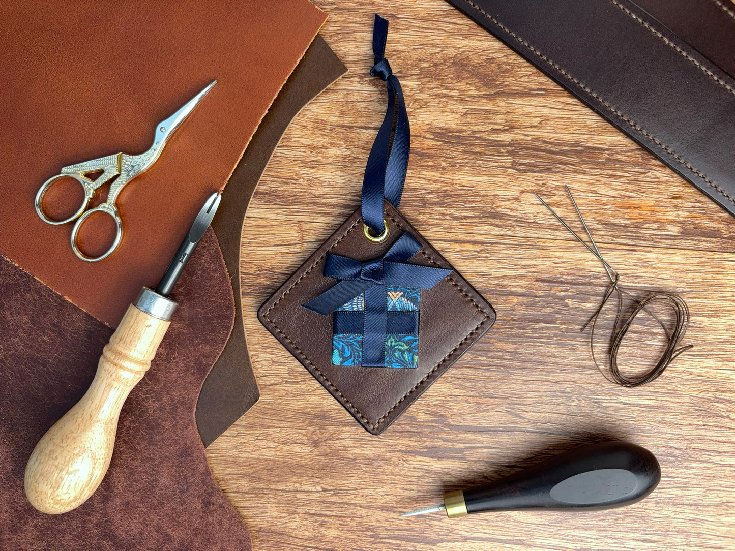 Leather Present Ornament
