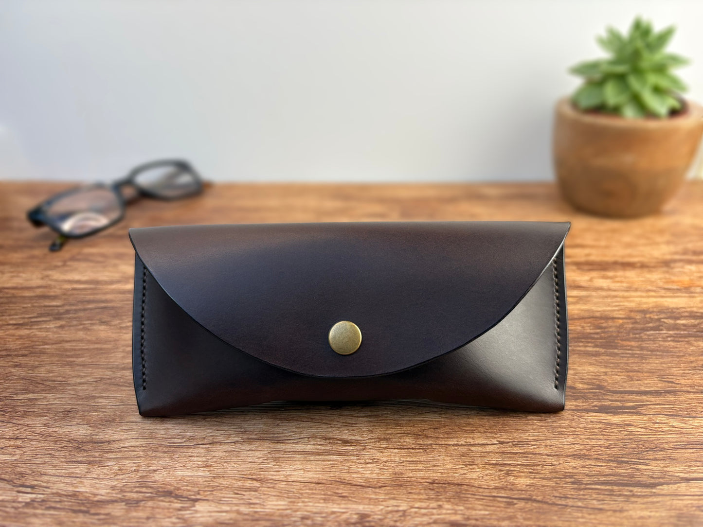 Leather Glasses Case in Dark Brown