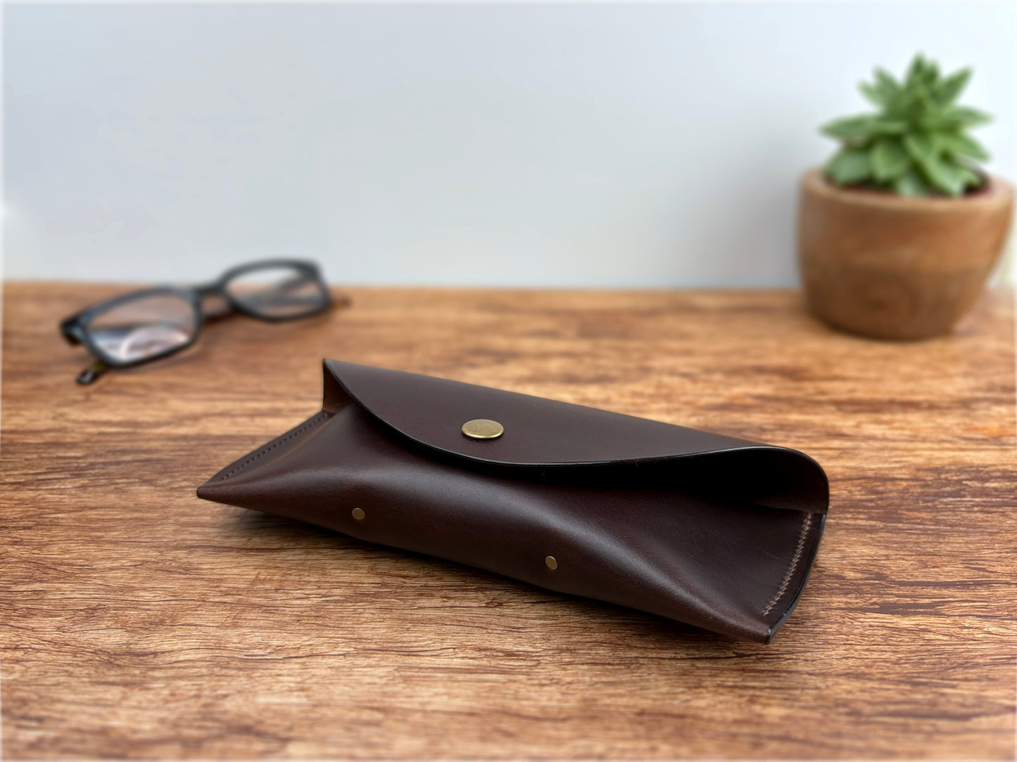 Leather Glasses Case in Dark Brown