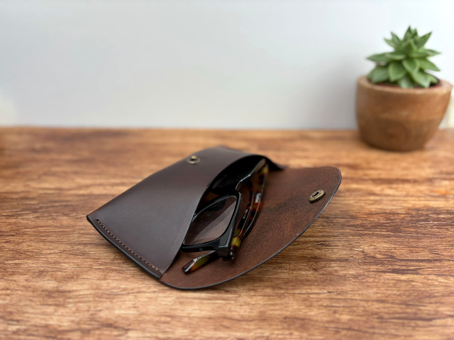 Leather Glasses Case in Dark Brown
