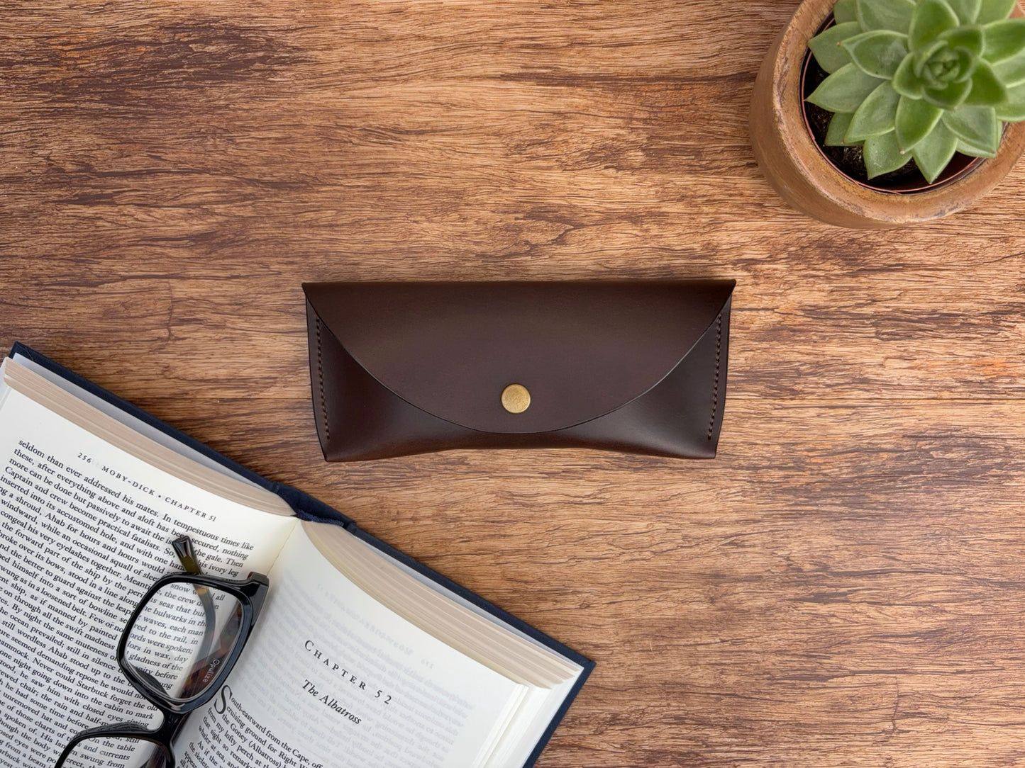 Leather Glasses Case in Dark Brown