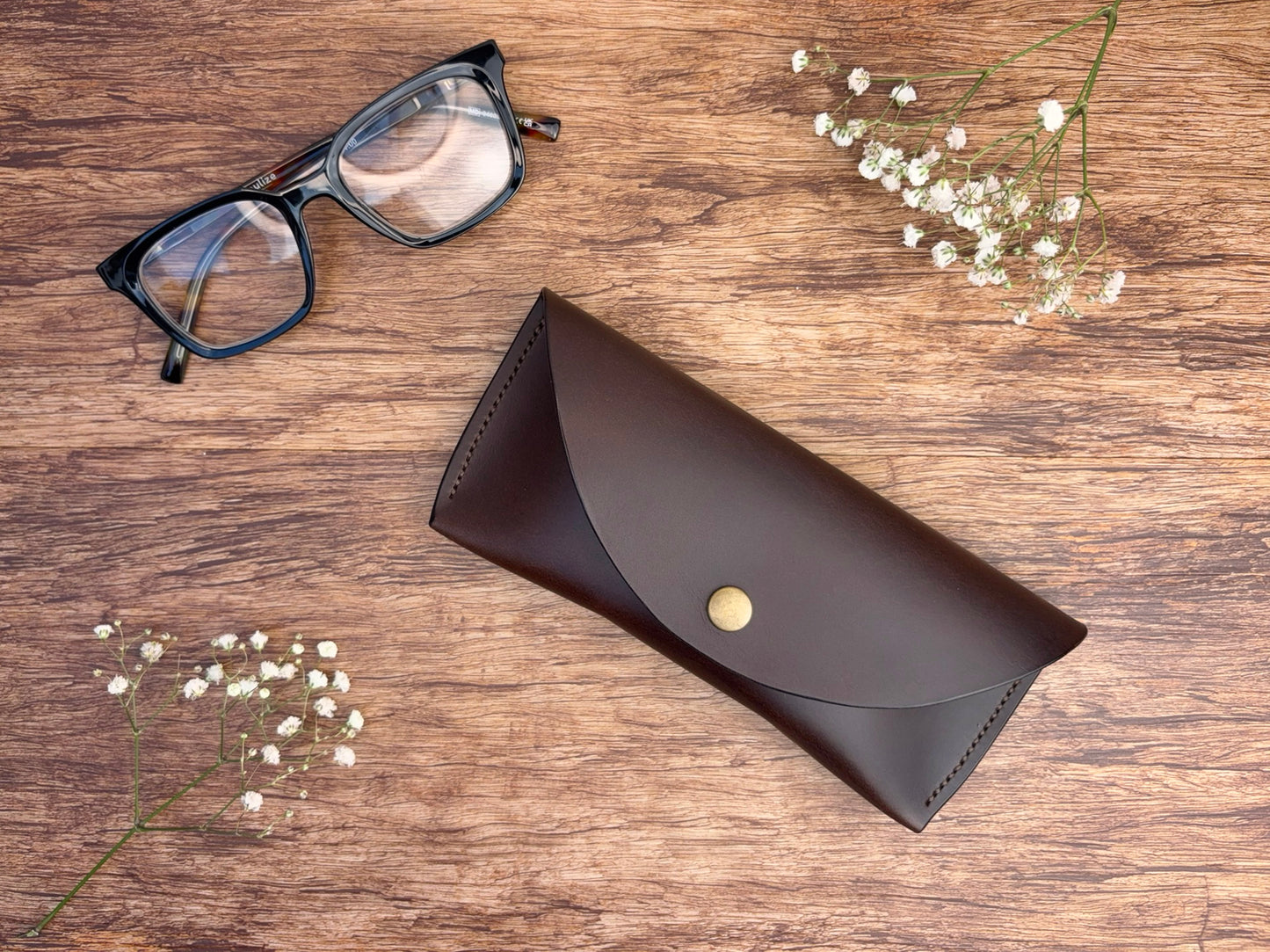 Leather Glasses Case in Dark Brown