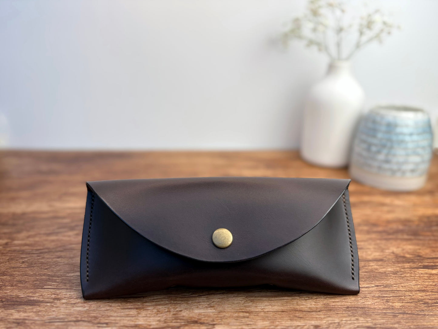 Leather Glasses Case in Dark Brown