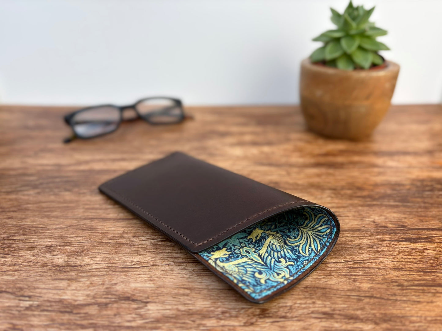 Lined Soft Glasses Case in Dark Brown
