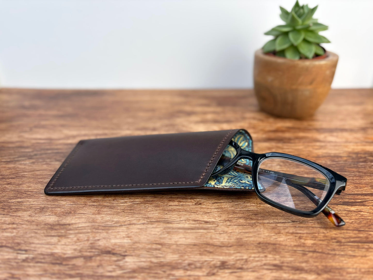 Lined Soft Glasses Case in Dark Brown