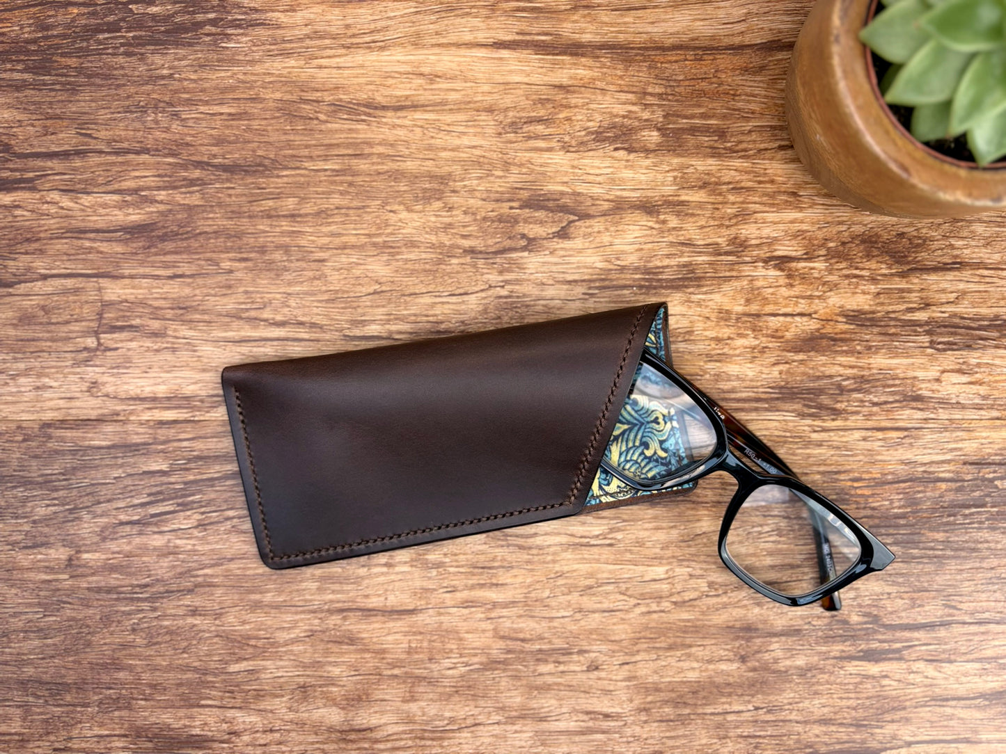 Lined Soft Glasses Case in Dark Brown