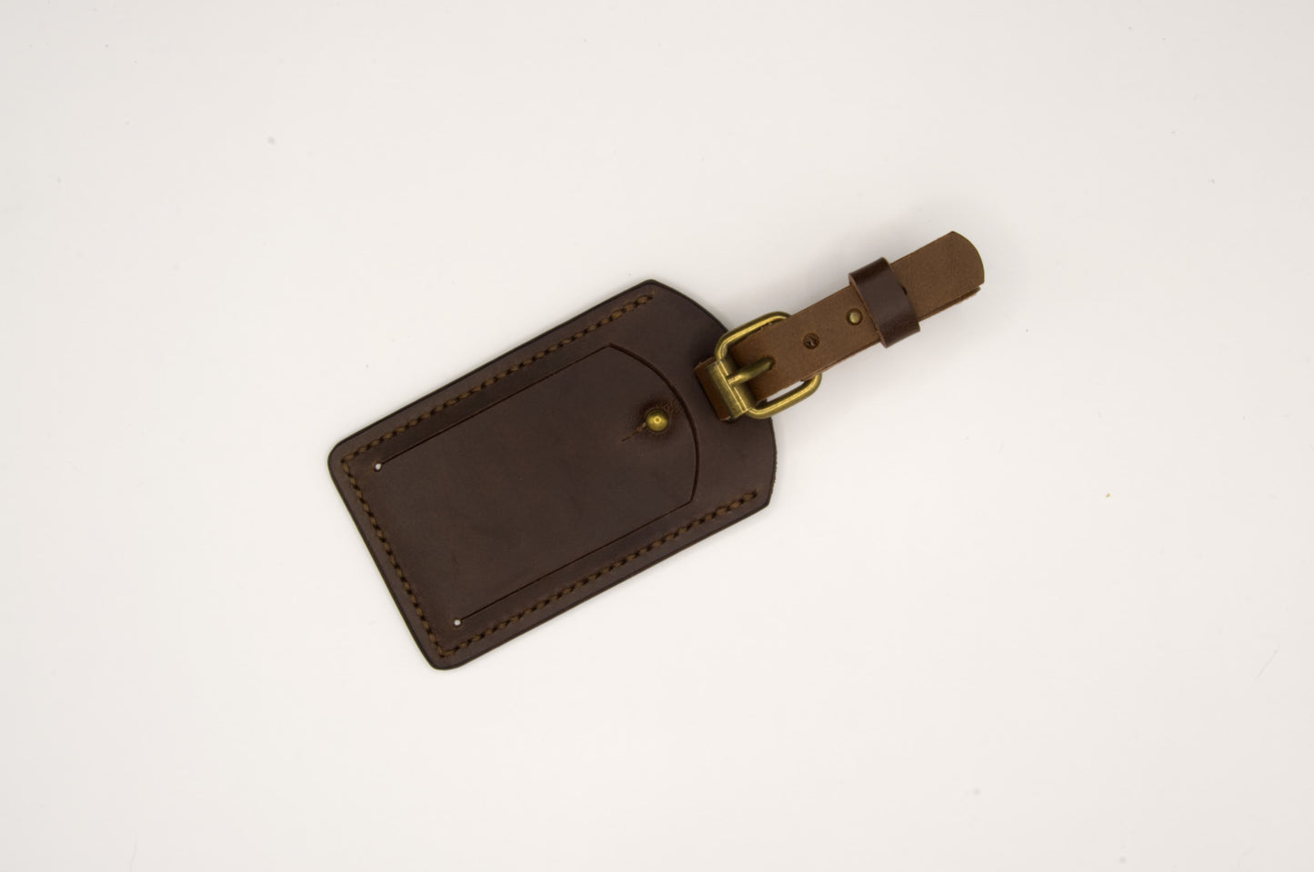 Leather Luggage Tag in Dark Brown