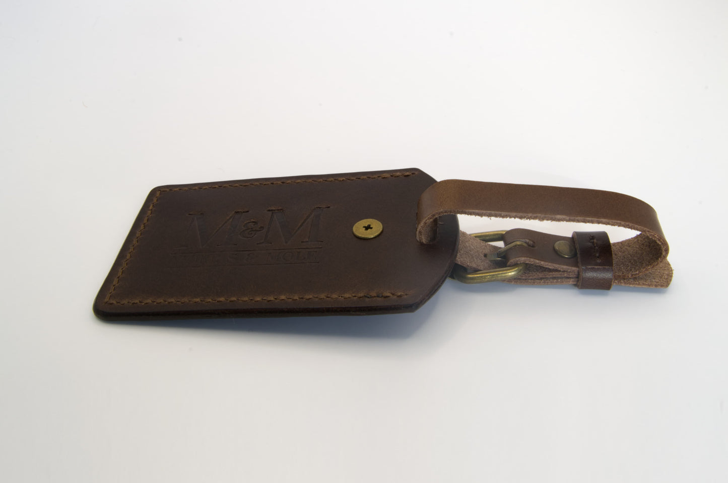 Leather Luggage Tag in Dark Brown
