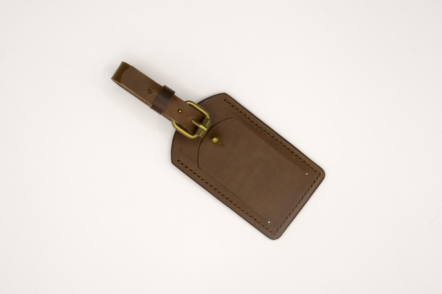 Leather Luggage Tag in Medium Brown