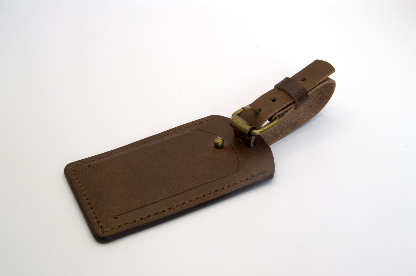 Leather Luggage Tag in Medium Brown