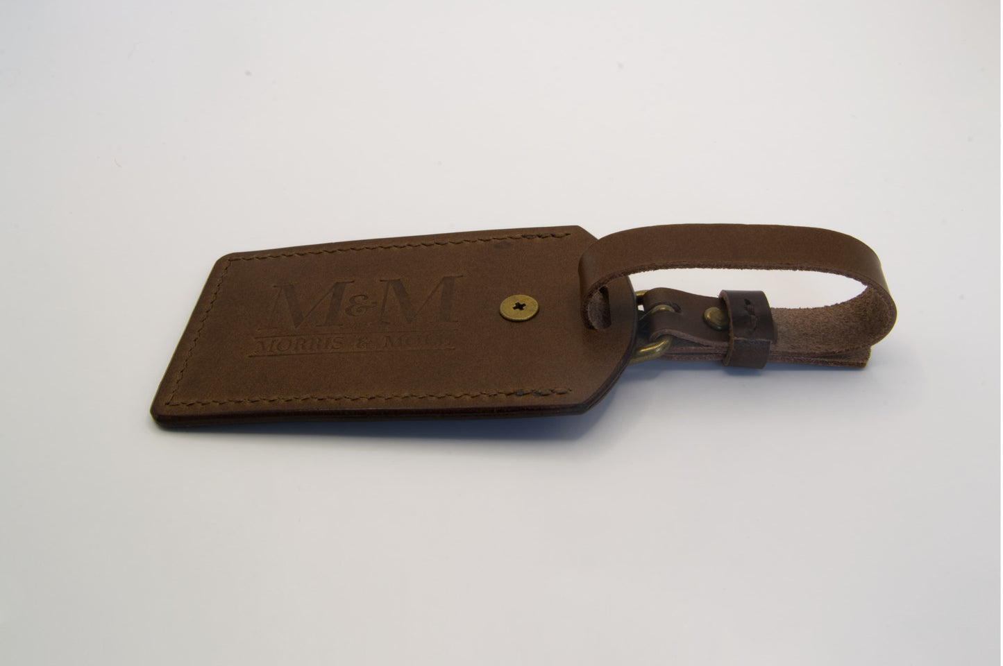 Leather Luggage Tag in Medium Brown