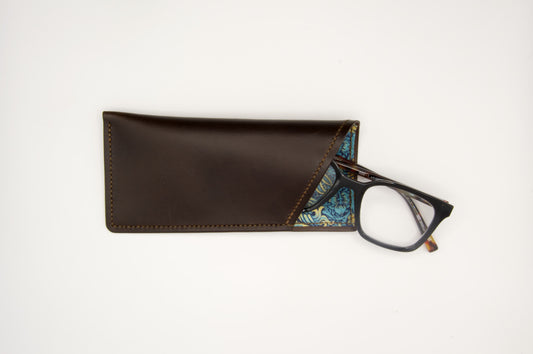 Lined Soft Glasses Case in Dark Brown
