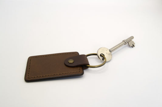 Leather Key Fob in Medium Brown