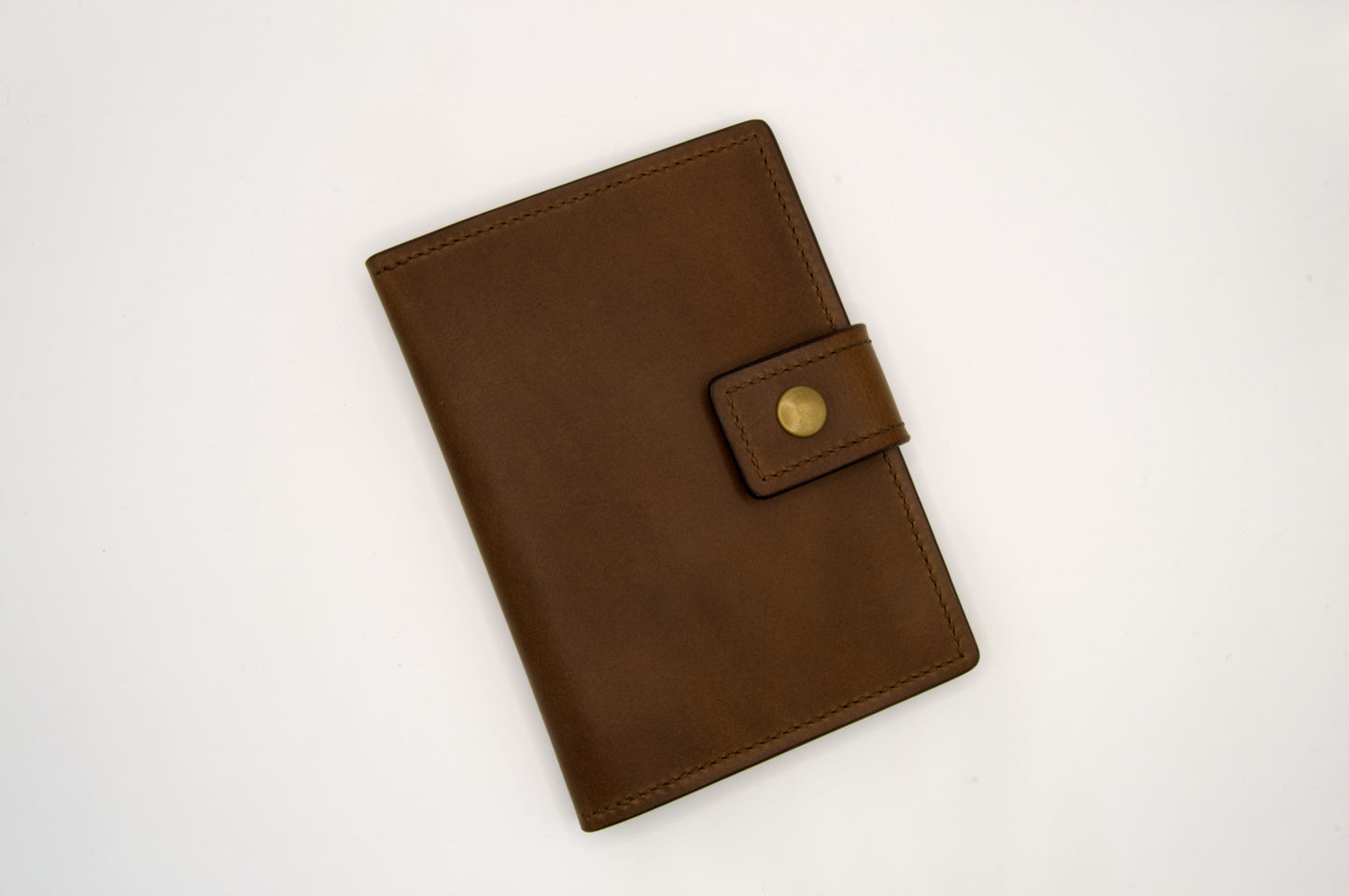Single Leather Passport Holder in Medium Brown