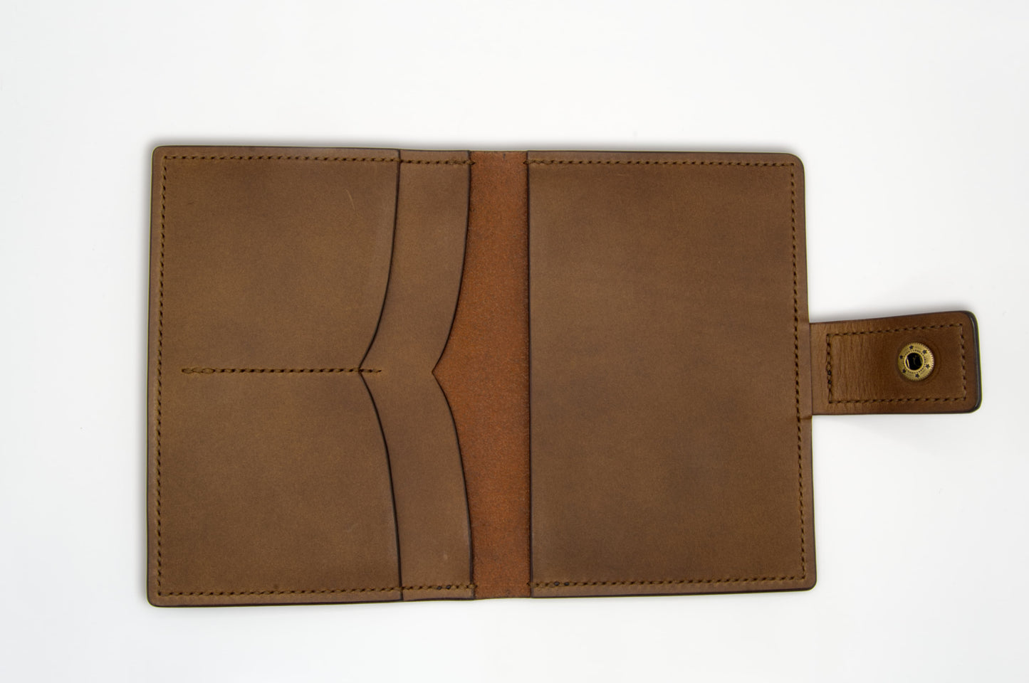 Single Leather Passport Holder in Medium Brown