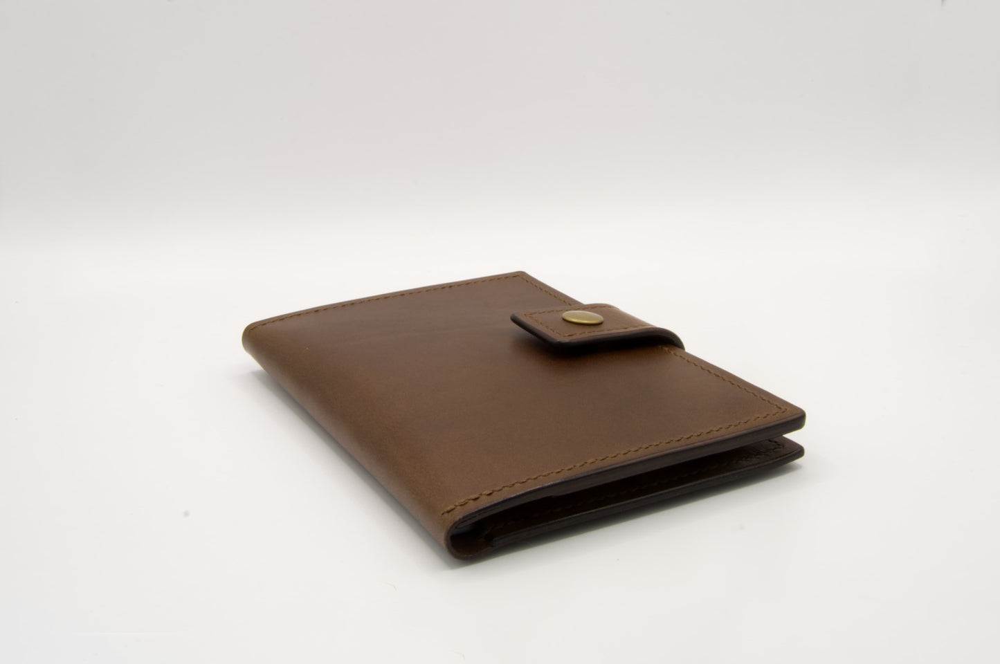 Single Leather Passport Holder in Medium Brown