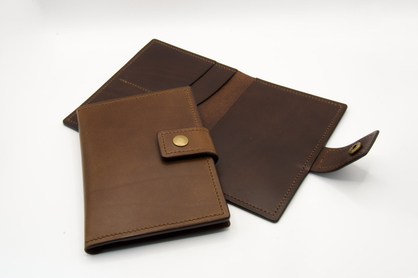 Single Leather Passport Holder in Dark Brown